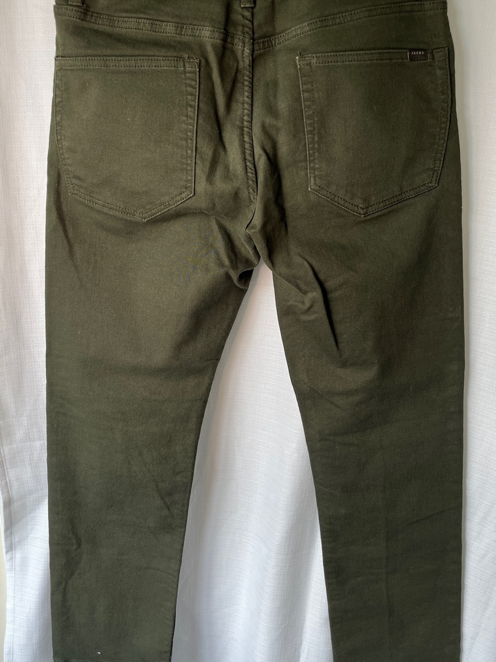 Jachs Olive Green Straight Slim Chinos
